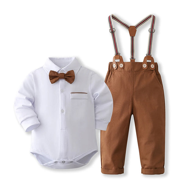 Formal Gentleman Clothng Set for Baby Infant Solid Romper Suit Boy