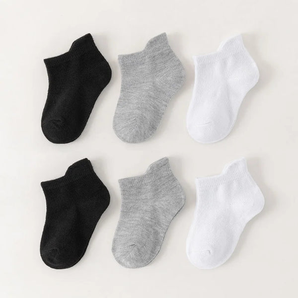 6 Pairs Kids Socks For Toddler Baby Boys Girls White Ankle Socks