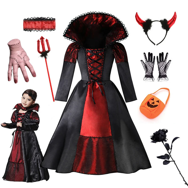 Girls Vampire Halloween Kids Costumes For Girl 2024 Carnival Party