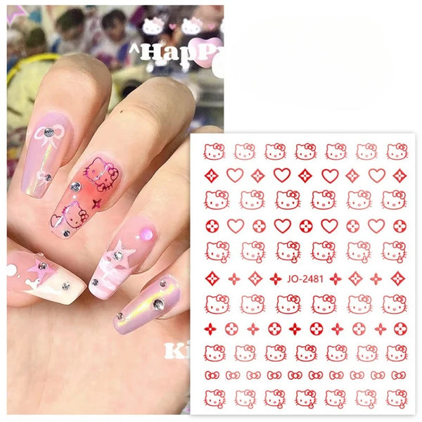 Sanrio Hello Kitty Nail Art Stickers Anime Cartoon KT Japanese Cartoon