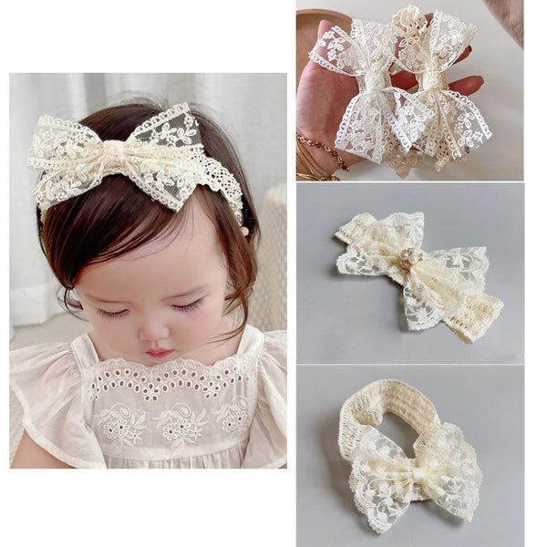 White Lace Elastic Hair Bands Headbands for Baby Girl Cute Children