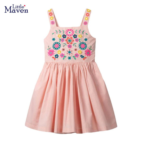 Little maven 2024 New Years Girls Dress Summer Girl Beach Floral