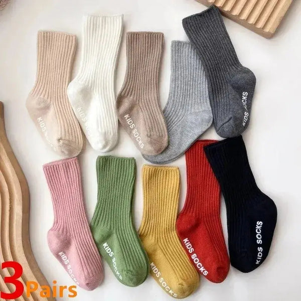 3Pairs/Lot Baby Socks Boys Girls Cotton Stripe Soft Sock Kids Toddler