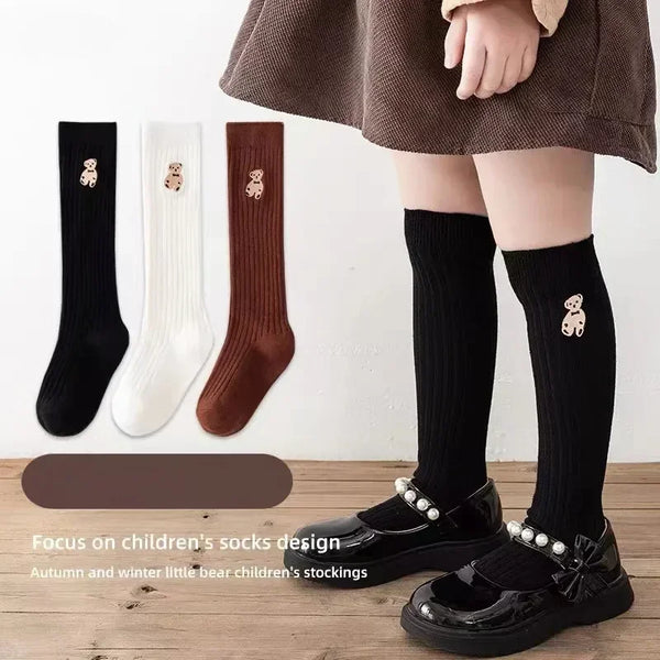 1 Pair Cute Kids Sock Lovely Fashion Cartoon Bear Knee High Sock for