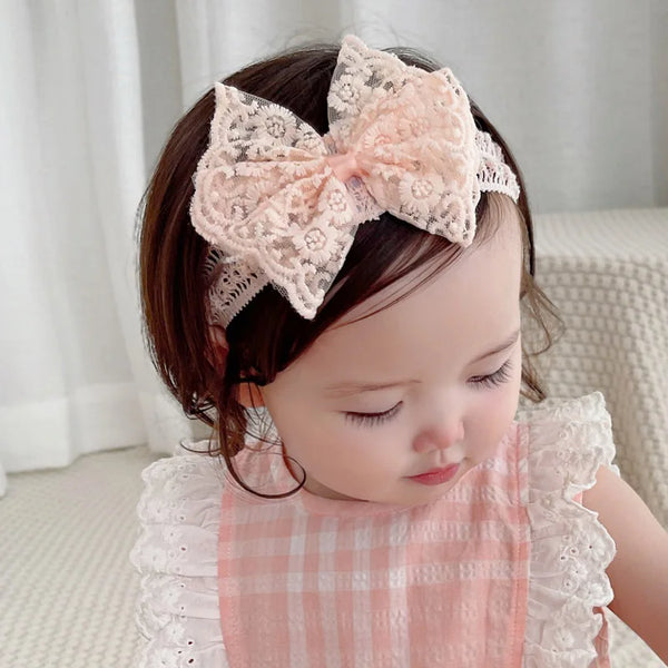 Sweet Lace Bow Baby Girl Headbands For Newborn Baby White Bowknot Hair