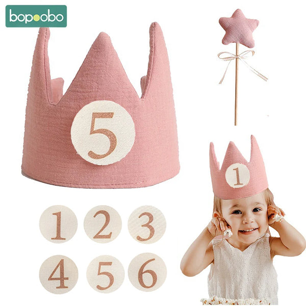 Baby Birthday Party Hat Set Crown Headband Magic Wand Toy Banner Cake