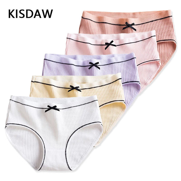 5 Pcs Adolescent Girls Cotton Underwear Ribbed 8-16 Years Girls