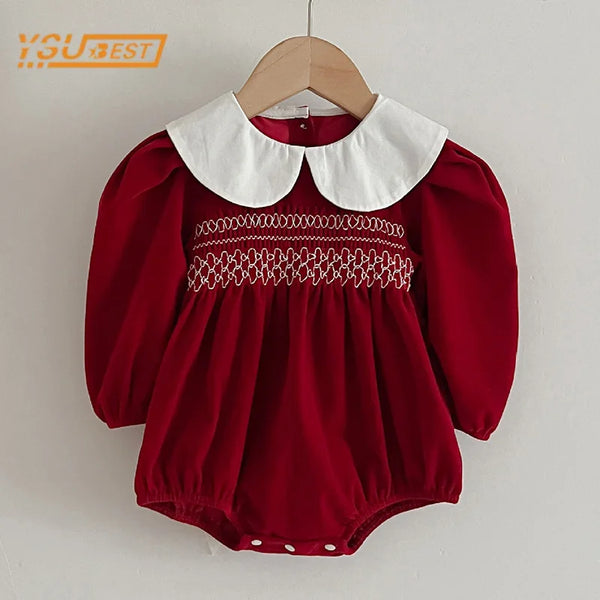 Autumn Newborn Kids Baby Girls Long Sleeve Sweet Solid Color Princess