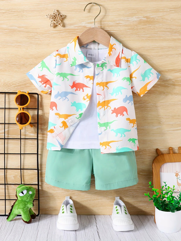 2-Piece Baby Boy Summer Comfort Cool Vacation Short Sleeve Shirt +