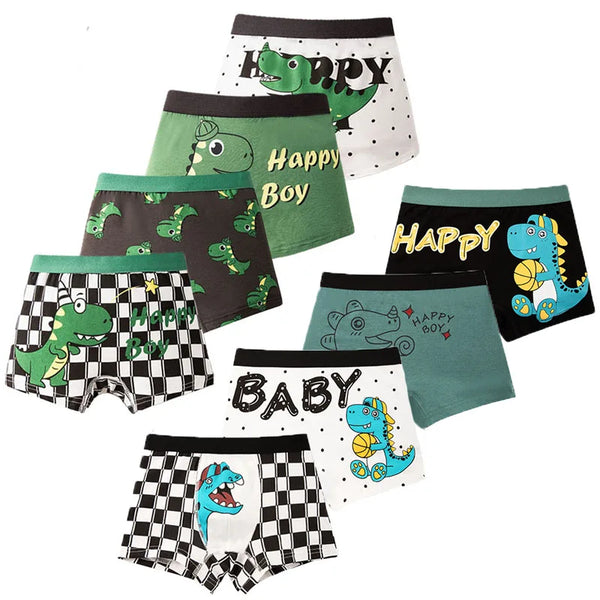 Multipack Dinosaur Pattern Athflow Style Boys Boxer Briefs Cotton Kids