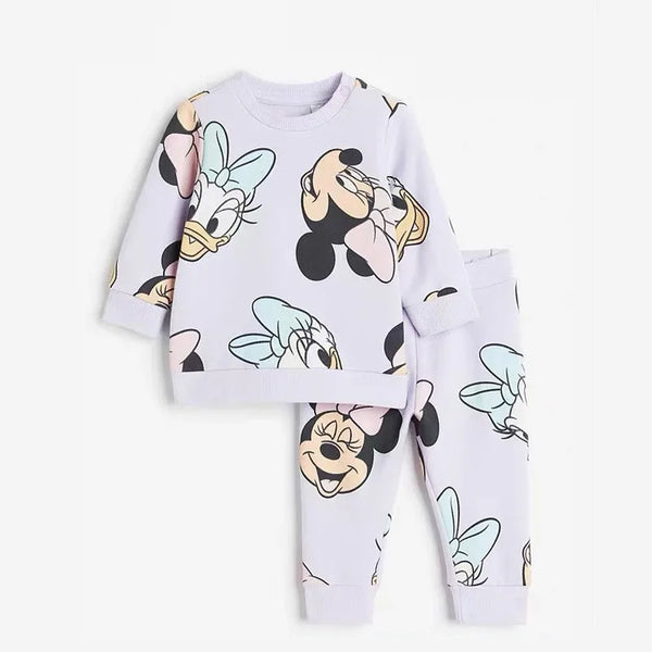 Girls Spring Autumn Clothes Minnie Full Print Sweatshirt+Pants 2pcs