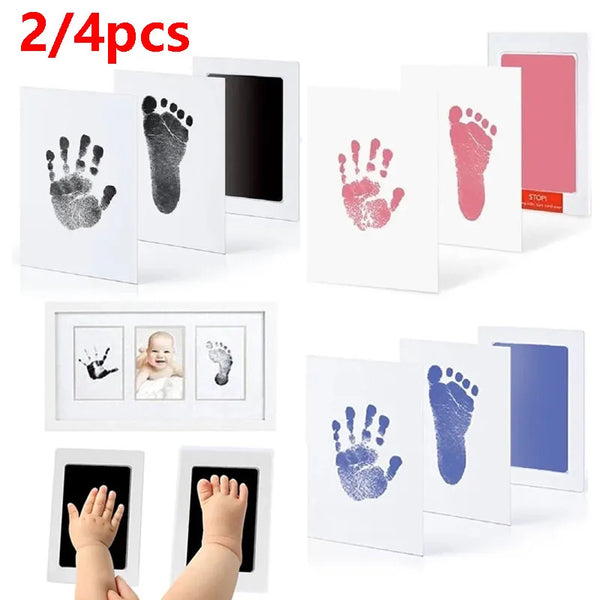 2/4pc Baby Handprint Footprints Ink Pads Safe Non-toxic No-Touch Skin