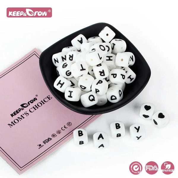 26/50/100/300/1000Pcs Silicone Letters Beads 12MM English Alphabet