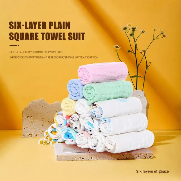 5 PCs 30x30cm Cotton Soft Baby Towels Baby Face Towel Handkerchief