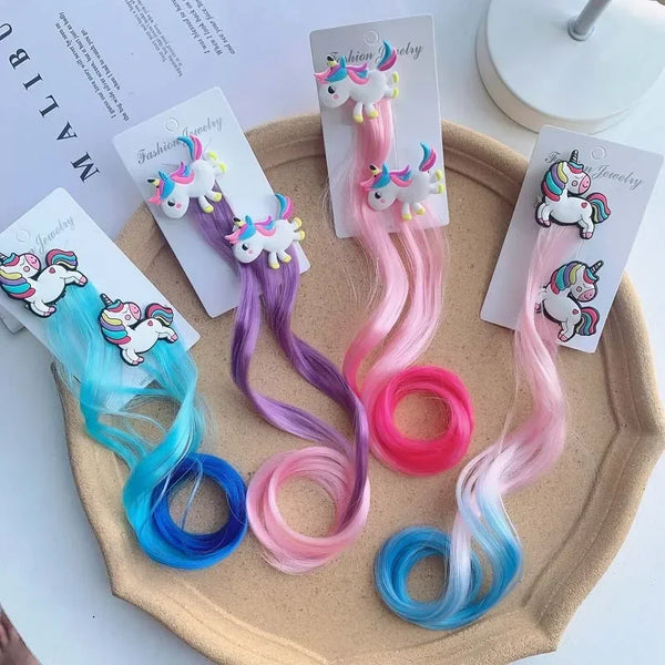 Children Unicorn Colorful Wig Hairpins Hair Accessories Kids Girls