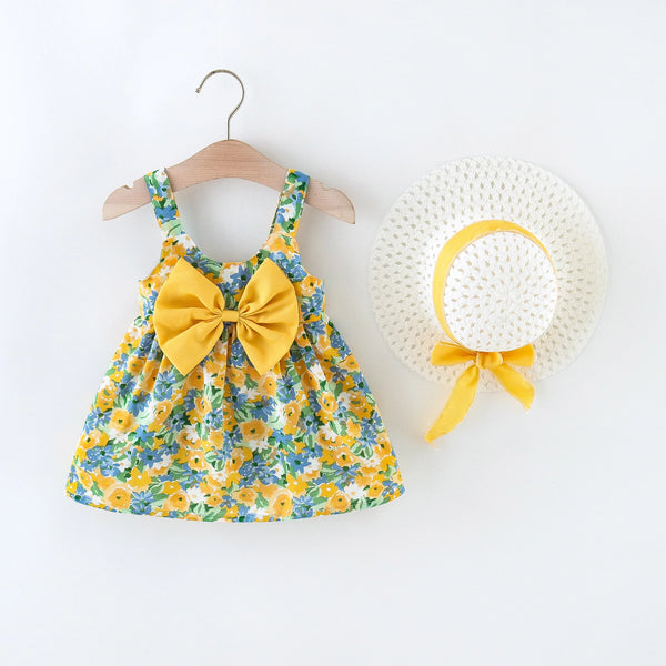 2Pcs/Set Flowers Baby Girl Dresses Summer Fashion Toddler Children