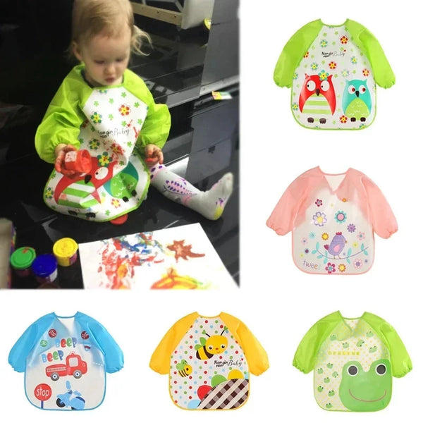 0-3 Years Baby EVA Waterproof Anti-dirty Bib Long Sleeve Strap Coat