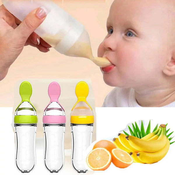 Safe Useful Silicone Baby Bottle With Spoon Food Supplement Rice