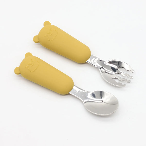 New Little Bear Cartoon Stainless Steel Spoon and Fork 304 Auxiliary