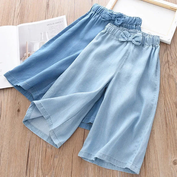 2024 New Fashion Children Wide Leg Pants Summer Casual Thin Chiffon