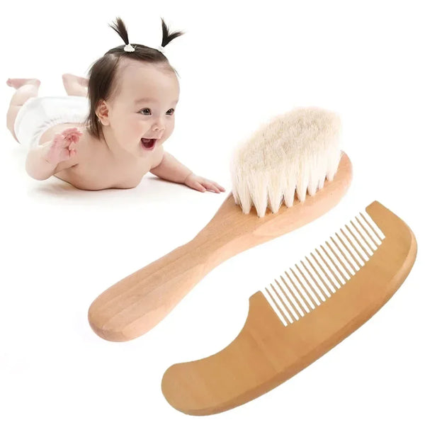 Baby Wood Brush Comb Beech Soft Wool Newborn Comb for Head Massager