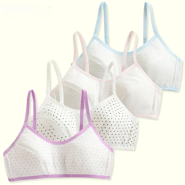 4 Pcs/Lot Girls Brassiere Cotton Underwear Back Buckle Design