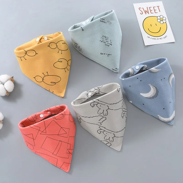 5pcs Baby Saliva Towel Triangle Scarf Pure Cotton Bandana Waterproof