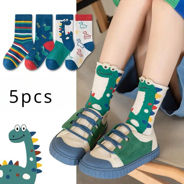 5 Double Spring and Fall Kids Cartoon Dinosaur Fashion All-in-one Baby