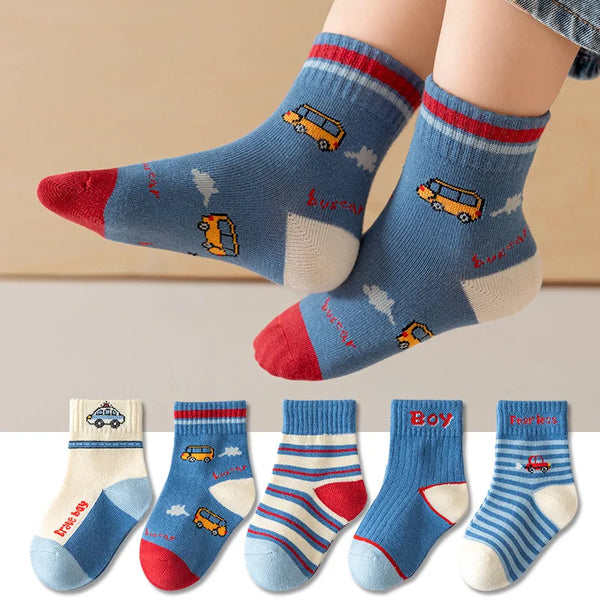 5 Pairs Baby Children's Socks Cartoon Spring Autumn Animal Kids Sock