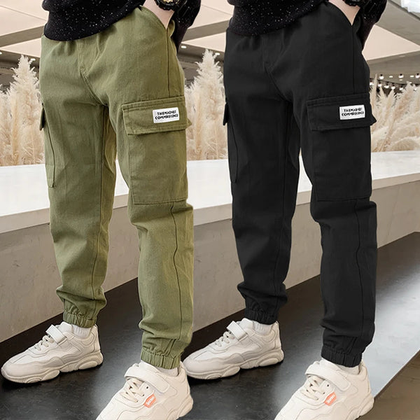 Spring Autumn Boys Fashion Handsome Cargo Pants Children's Letter