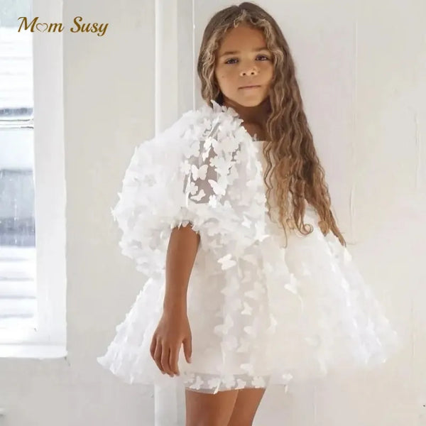 Fashion Baby Girl Princess Butterfly Tutu Dress Puff Sleeve Child