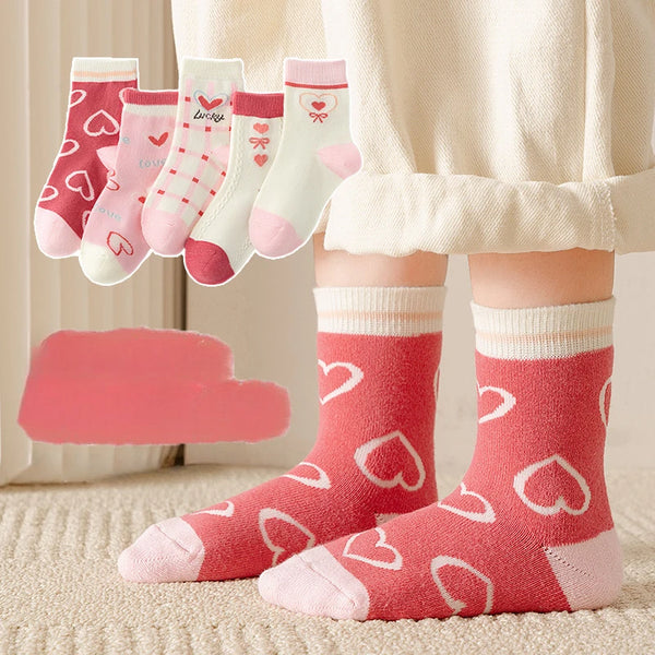 5Pairs/lot Children Socks for Kids Cute Girls Cotton Cute Outdoor