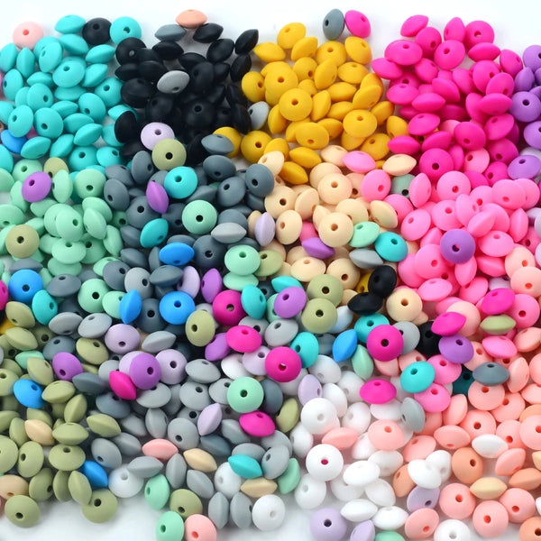 50pcs/lot 12mm Silicone lentil Beads Silicone BPA Free DIY Charms