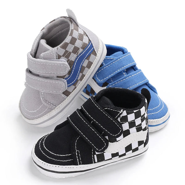 Baby Boy Shoes Checkerboard Print Casual Canvas Soft Sole Newborn