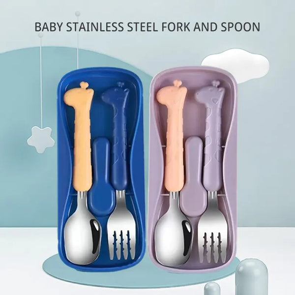 2PCSChildrens Tableware 304 Food Grade Stainless Steel Knife And Fork