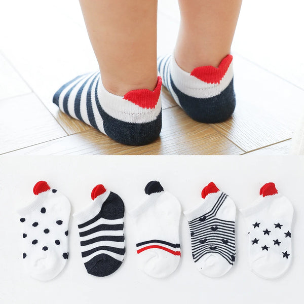 5Pairs/lot 0-12Y Cute Lovely Short Baby Socks Children Sock Red Heart