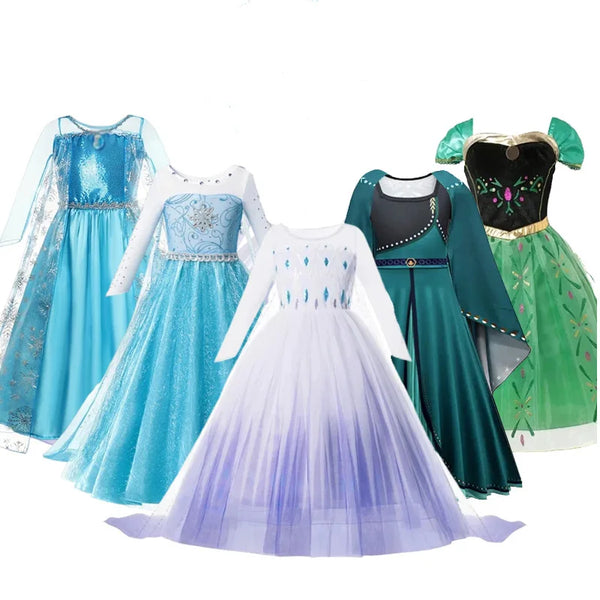 2024 Snow Queen Girls Dress Princess Elsa Dresses Kids Fancy Children