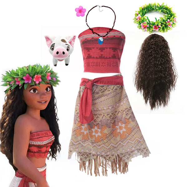 Disney Moana Dress Kids Cosplay Girls Princess Vaiana Dress Children