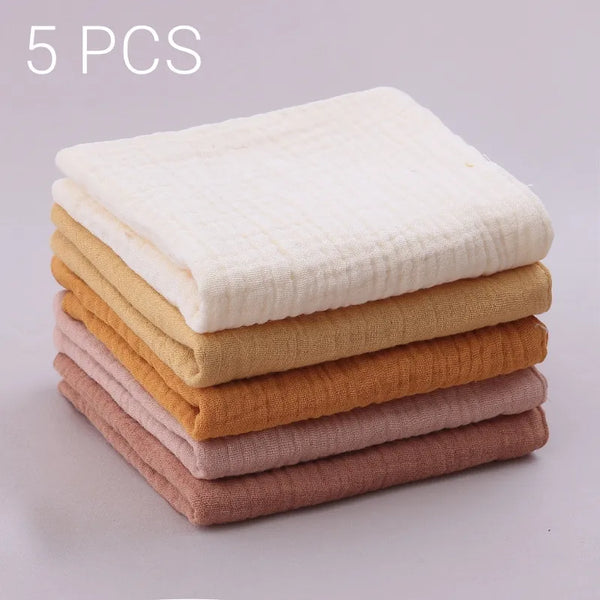 5pcs/Set Square Cotton Baby Face Towel Handkerchief Soft Absorbent