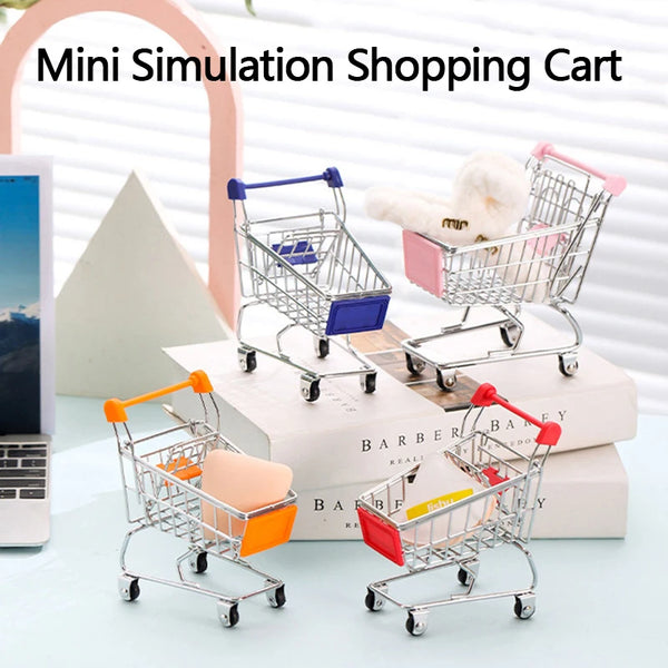 Children's Mini Simulation Shopping Cart Model Hand Cart Metal Model