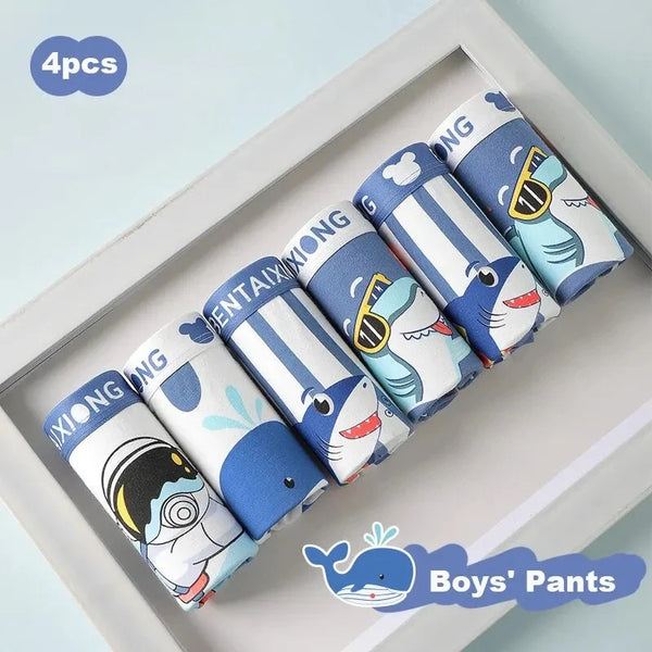 4 件套 Boys Cotton Boxers Kids Antibacterial Breathable All-Inclusive