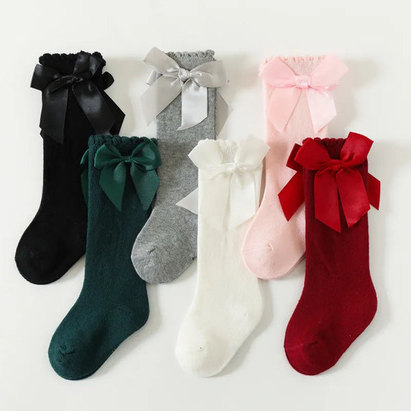 2024 New Kids Socks Toddlers Girls Big Bow Knee High Quality Long Soft