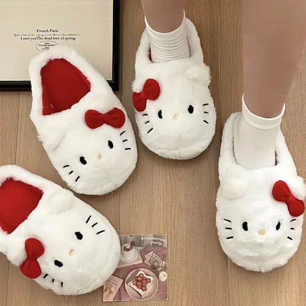 Sanrio Plush Slippers Hello Kittys Kawaii Cute Student Autumn Winter