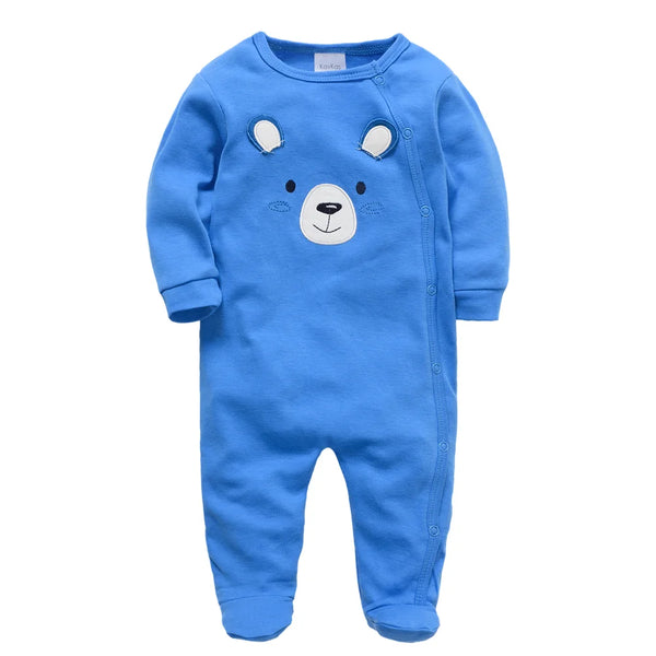 Kavkas Long Sleeve Cotton Baby Boy Rompers 0-12 Months Bear Design