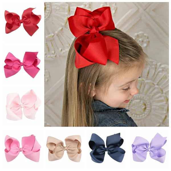 Yundfly 1PCS 6 Inch Big Ribbon Bow Hairpin Baby Girls Bow Clips Kid