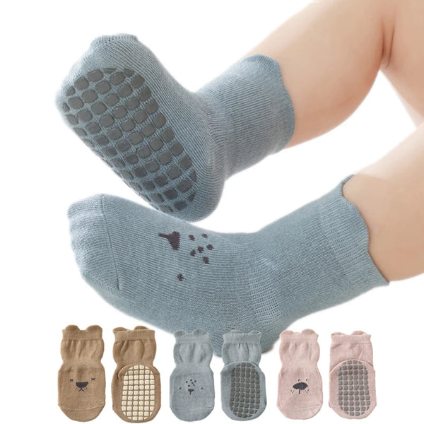 3 Pairs Cartoon Kids Infant Baby Anti-Slip Socks for Girls and Boys 4