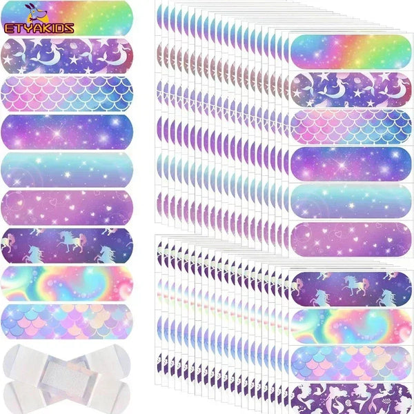 10pcs Starry Night Sky Mermaid Horse Band Aid Cartoon Wound Plasters