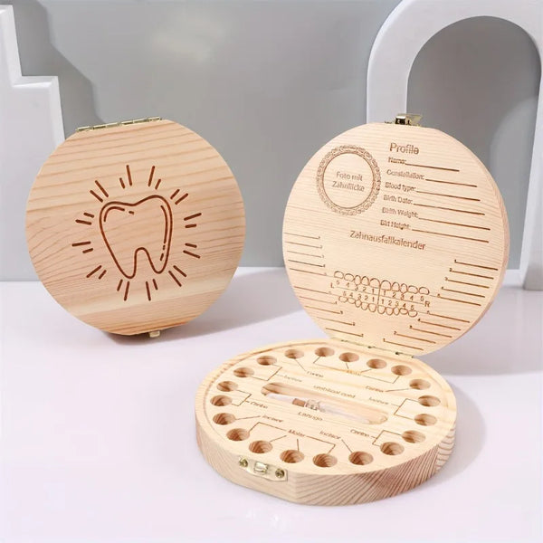 Wooden Baby Kids Tooth Storage Box Tooth Wood Box Organizer Milk Teeth