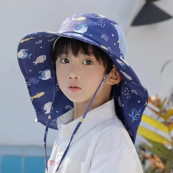 UV resistant children's summer baby sun hat, suitable for outdoor neck