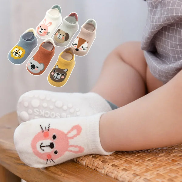 Winter Spring Anti Slip Baby Socks Cute Cartoon Animal Letter Print